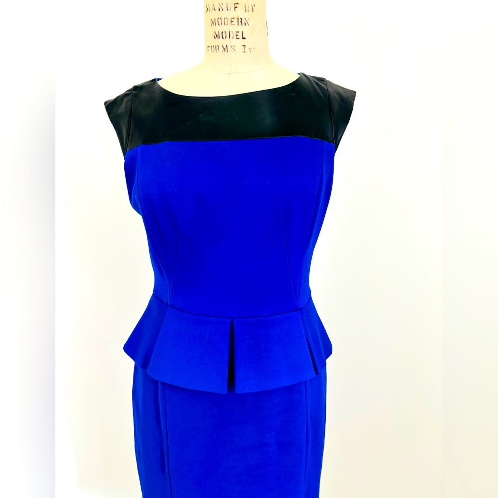 Cynthia Steffe Jersey Knit Blue Dress with Peplum - 8